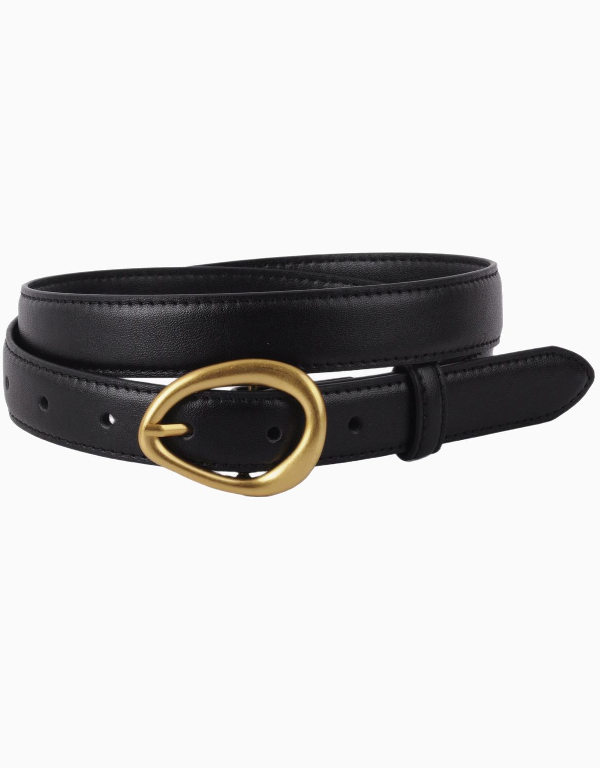 Asymmetrical Buckle Leather Belt