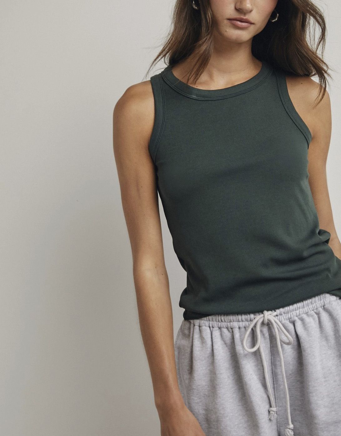 Hunter Green Fitted Rib Tank