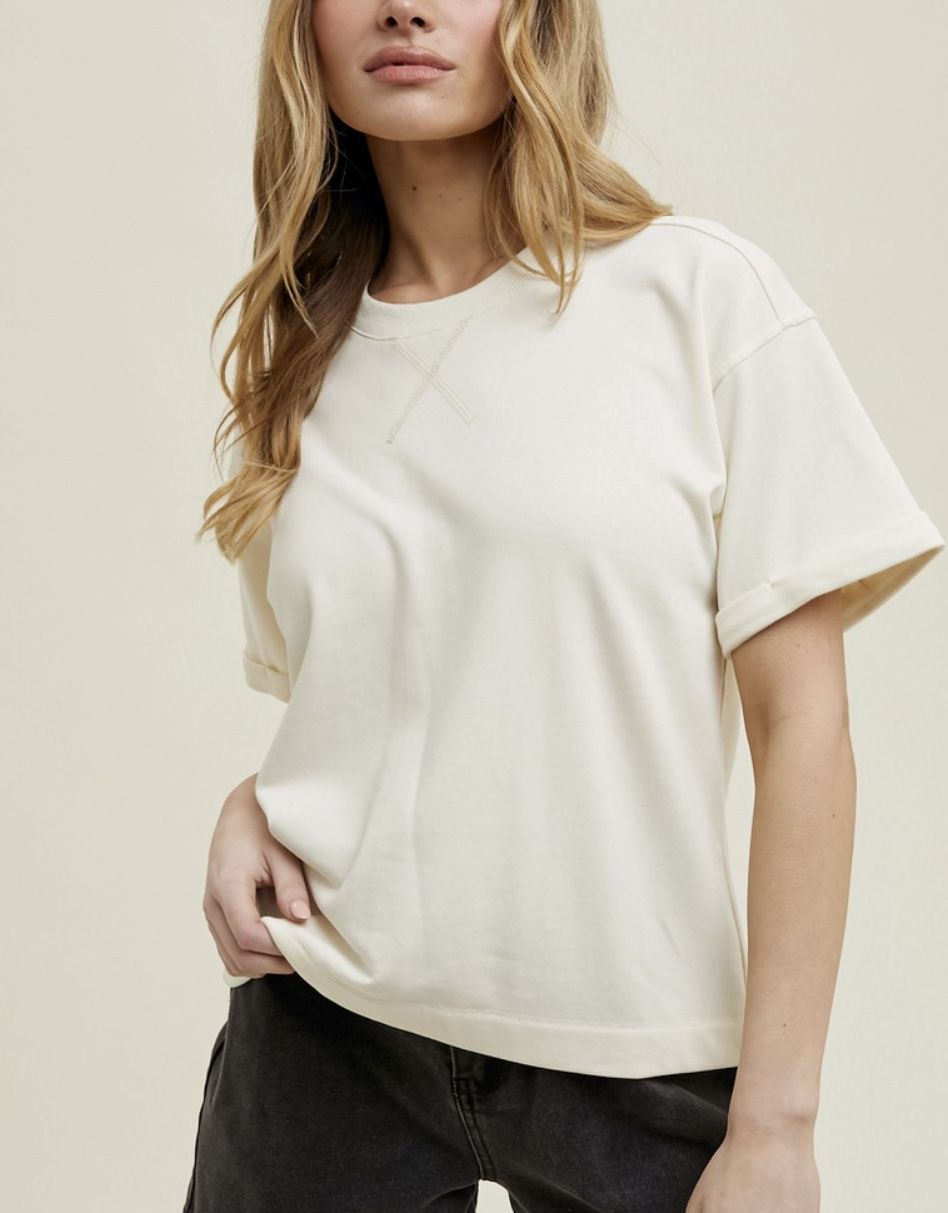 Cream French Terry Cuff Top