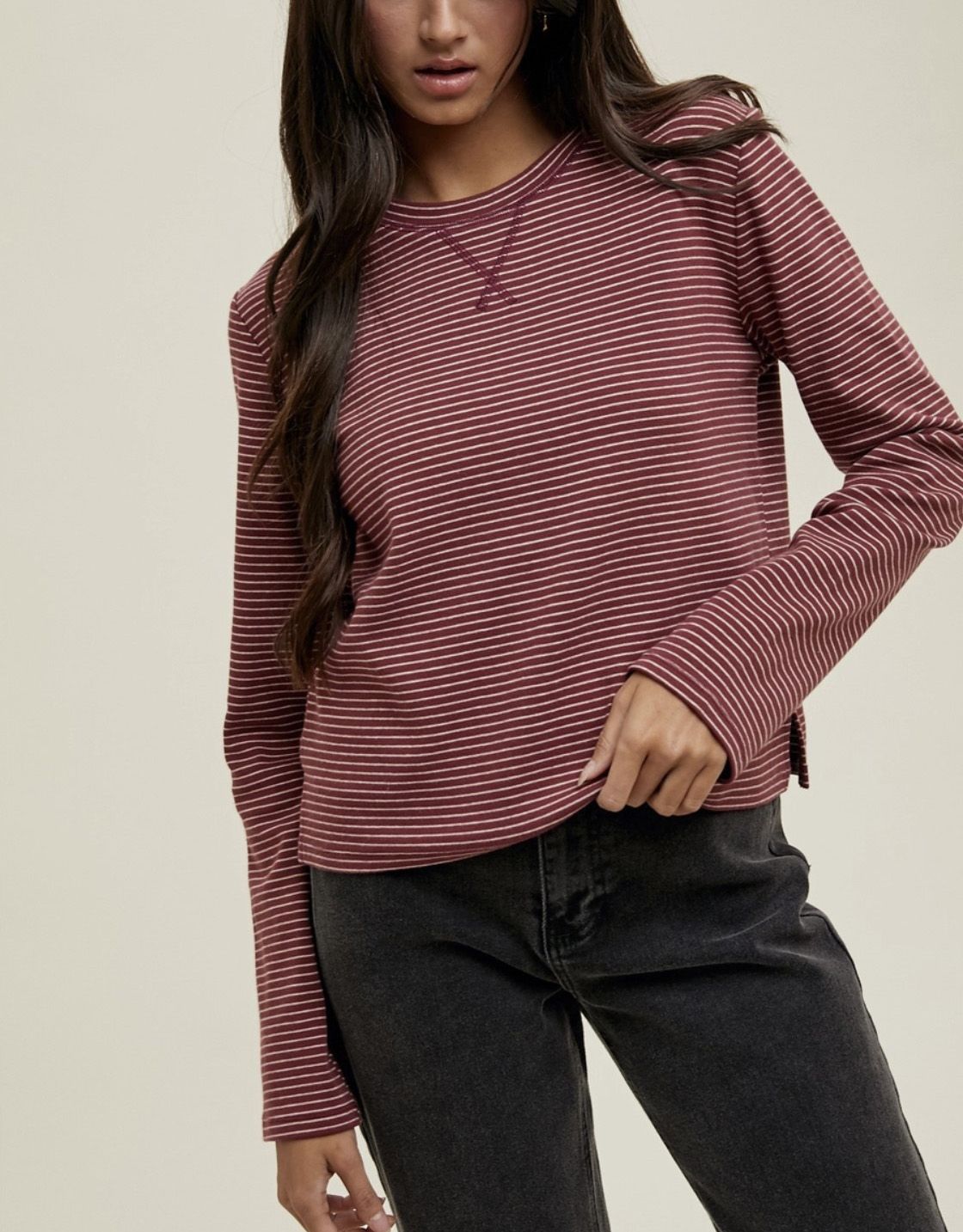Wine Stiped Knit Top