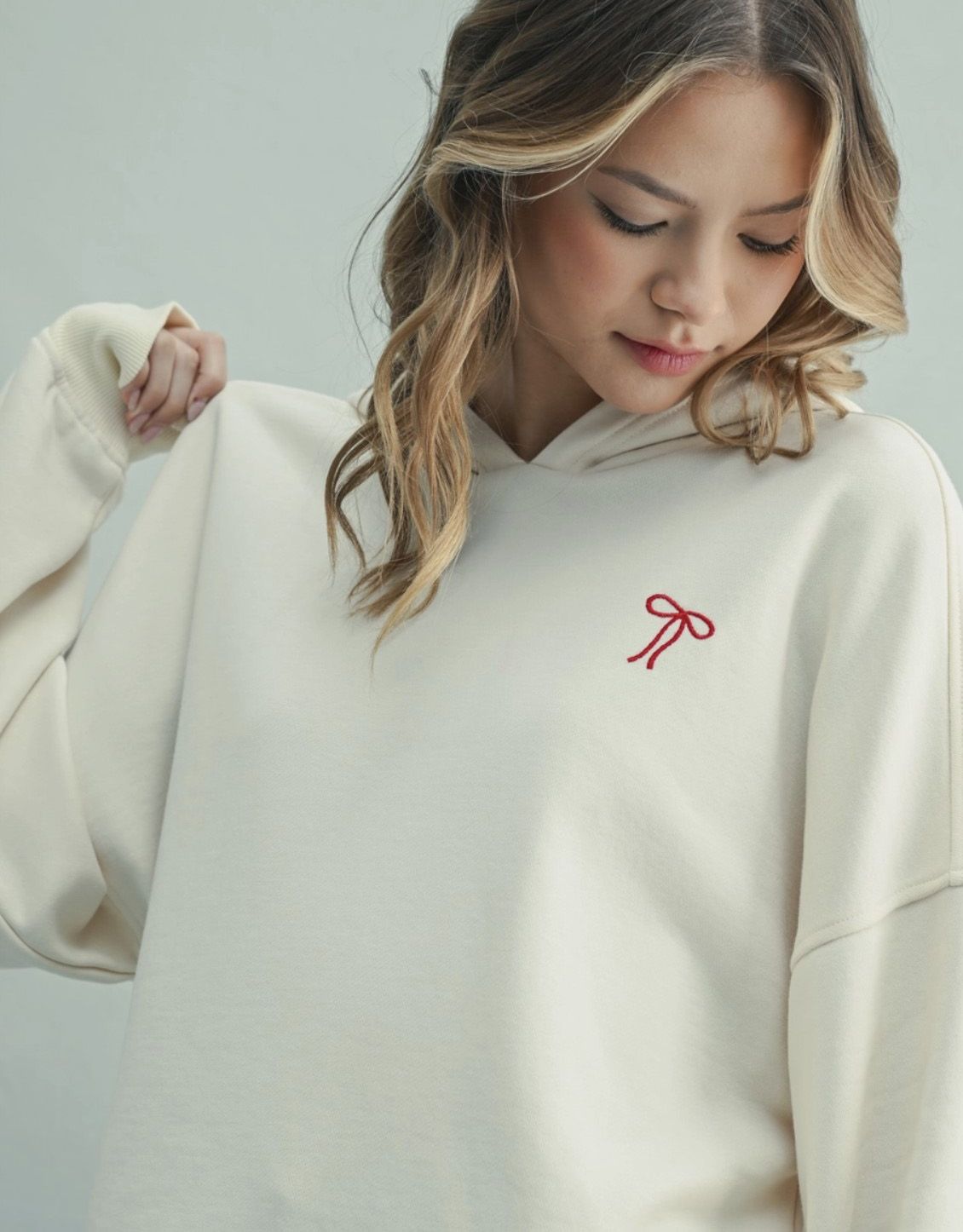 Red Bow French Terry Hoodie