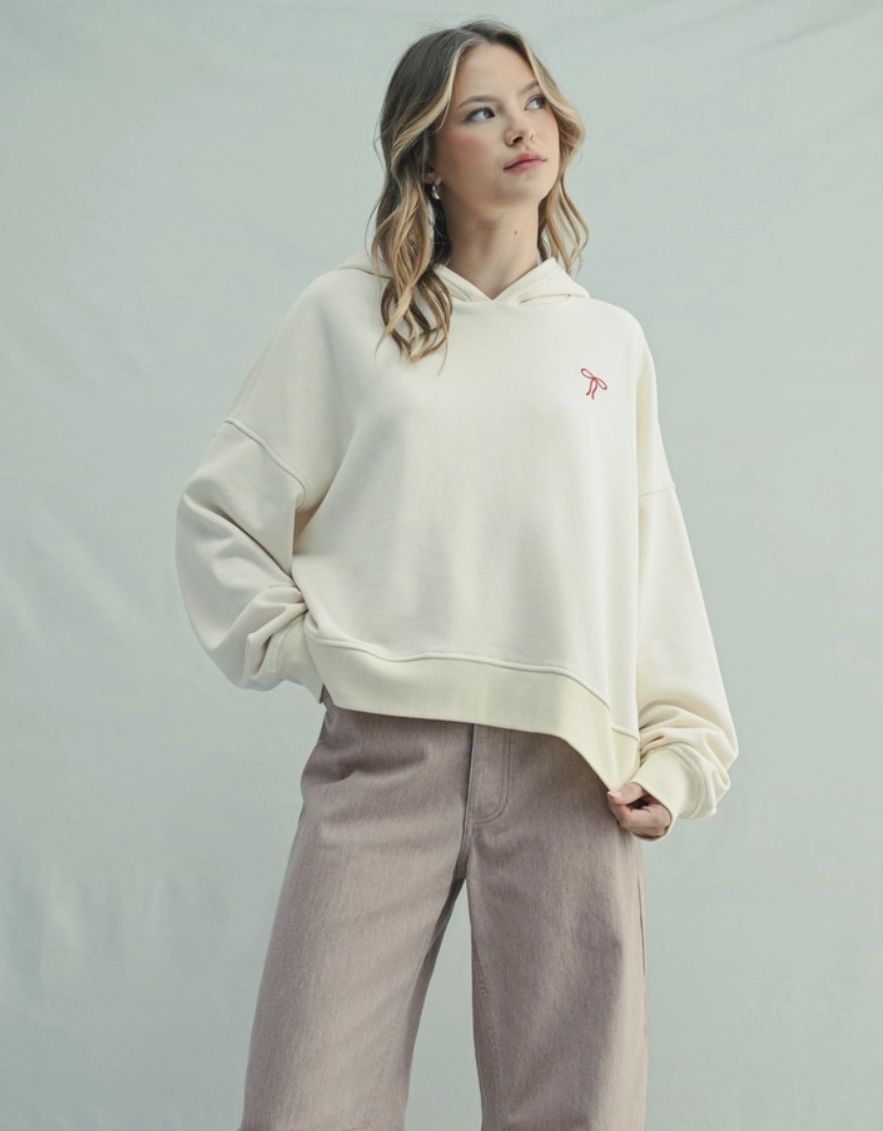 Red Bow French Terry Hoodie
