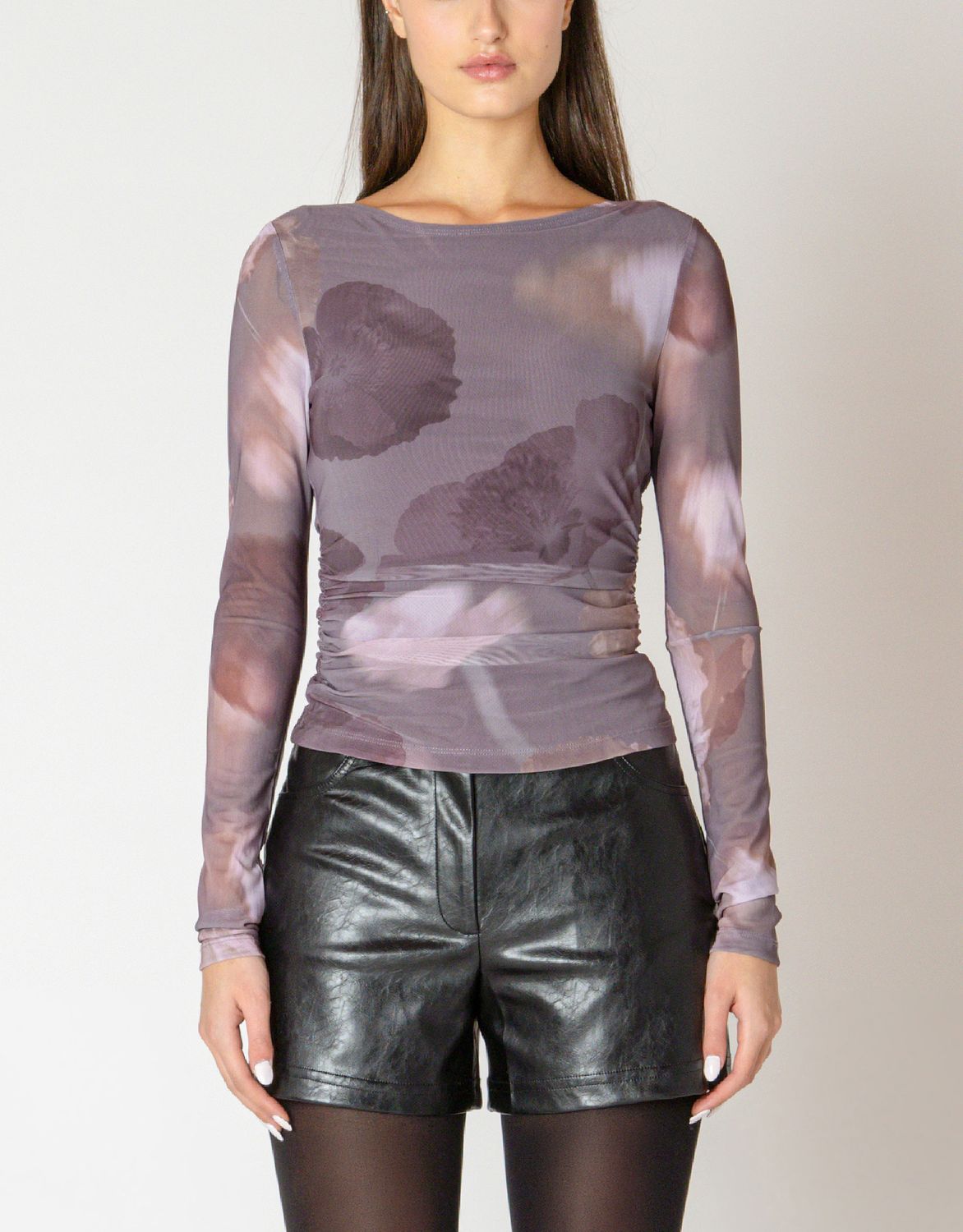 Mauve Floral Mesh Top