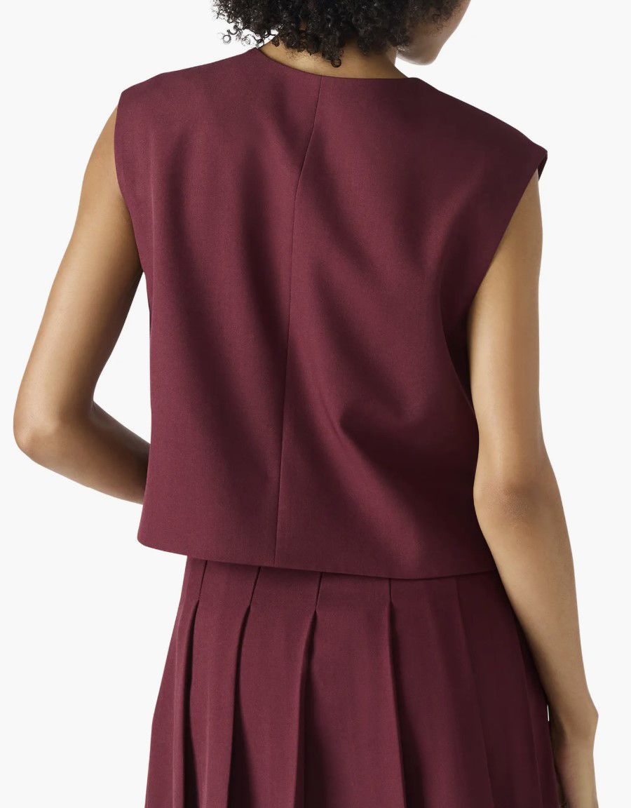 Wine Alessa Button Front Vest