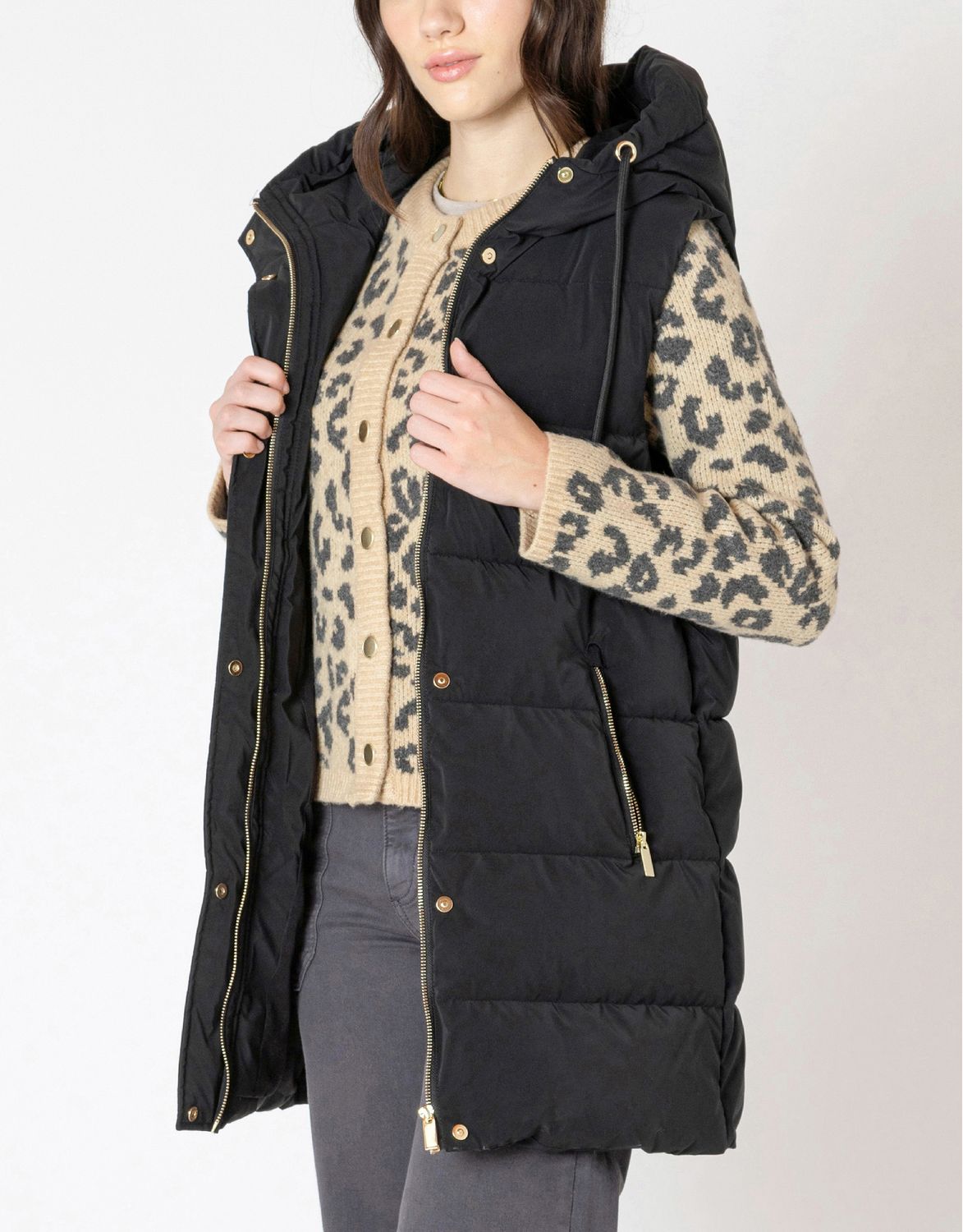 Black Hooded Puffer Vest