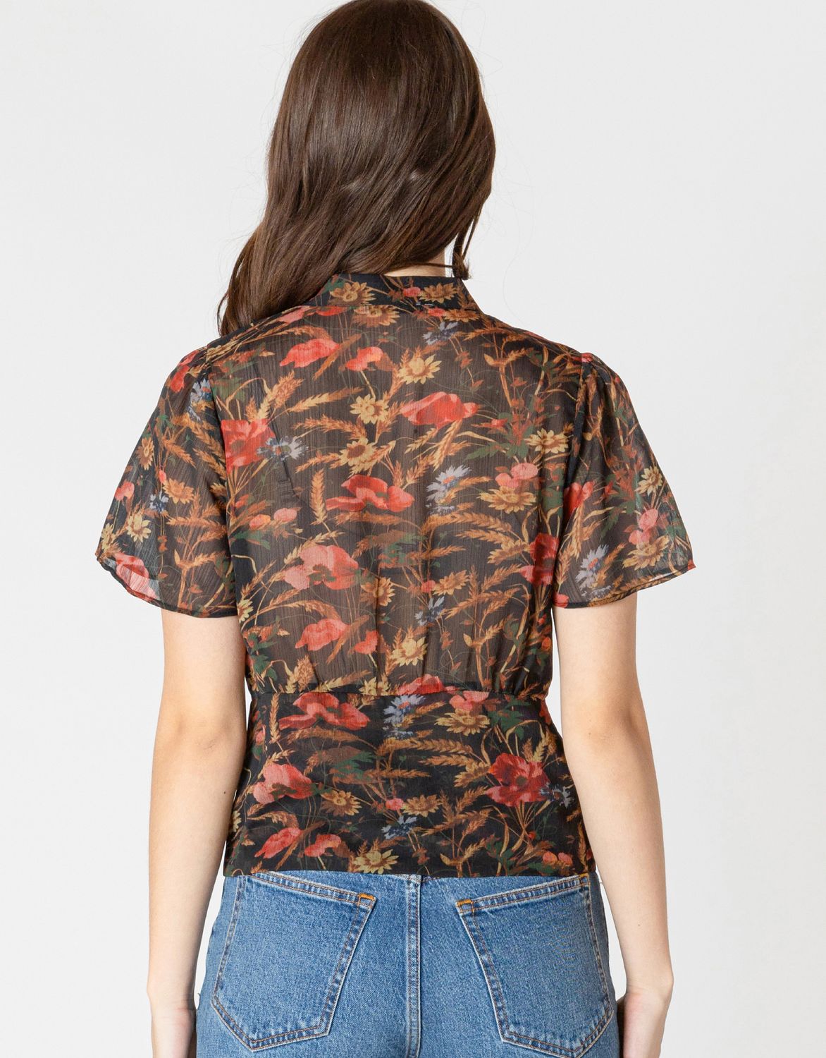 Autumn Bloom Button Front Blouse