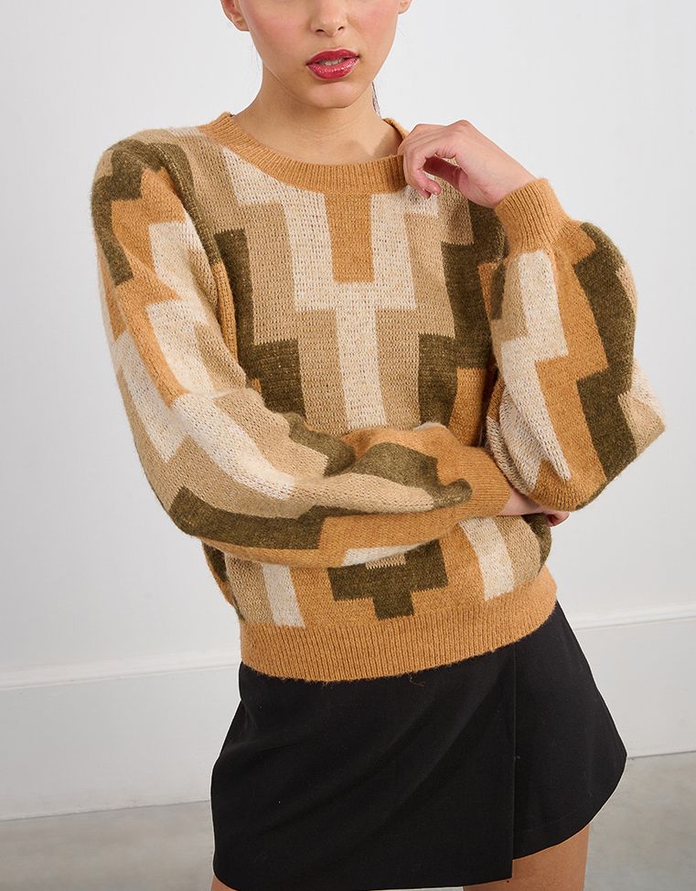 Khaki Print Sweater