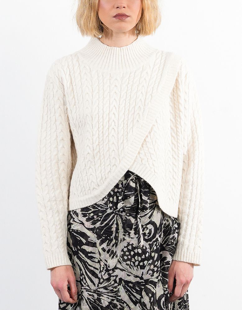 Off White Cable Criss Cross Sweater