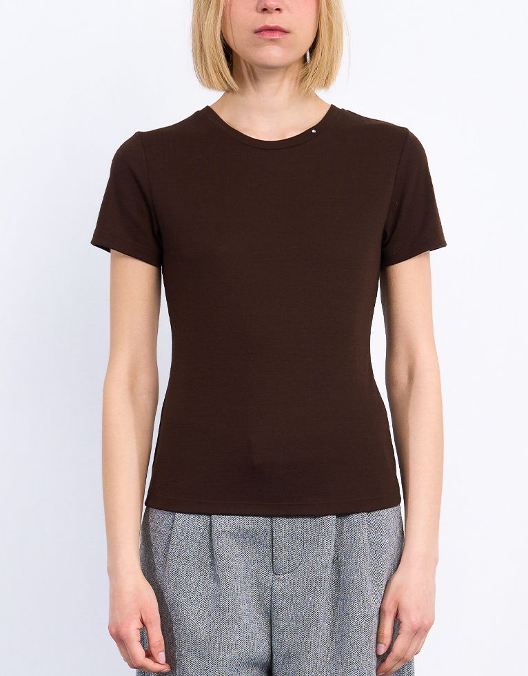 Brown Tee with Rhinestone Detail