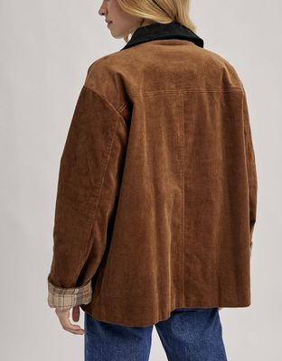 Camel Corduroy Button Down Coat
