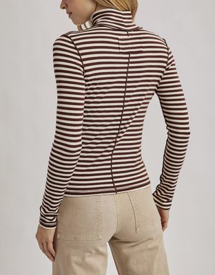 Brown Stripe Turtleneck Top