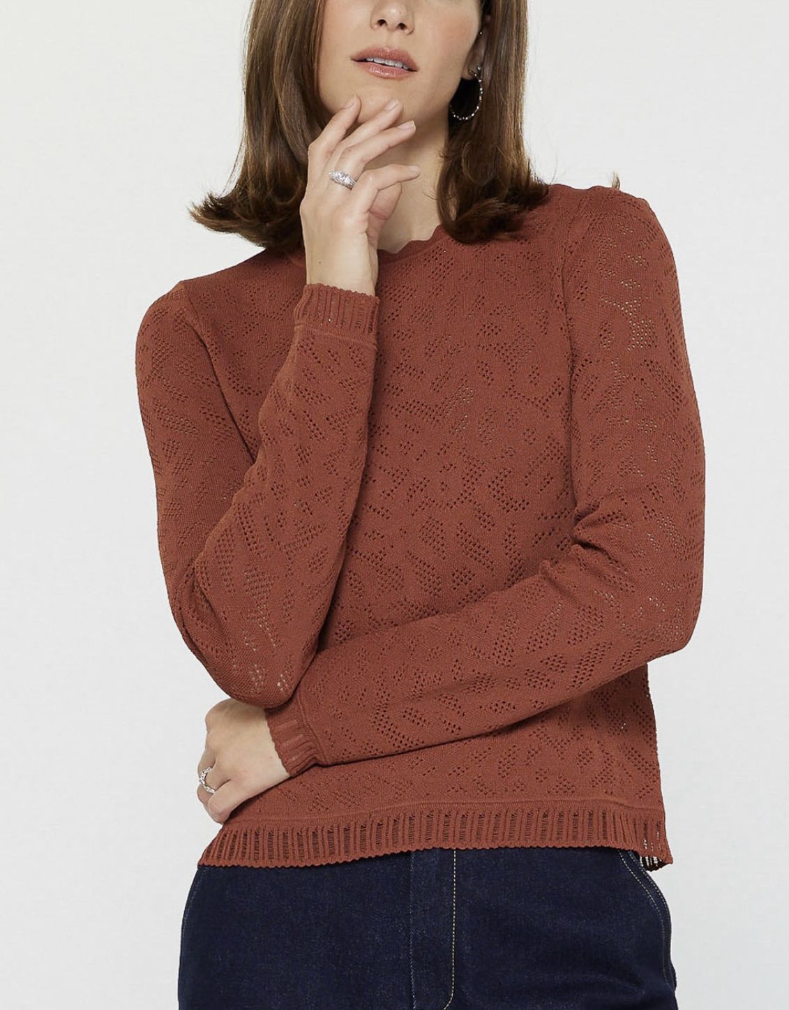 Rust Textured Knit Top