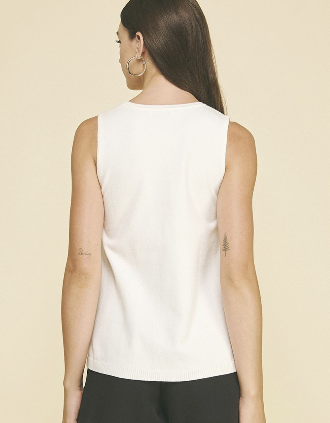 Cream Rhinestone Embroidered Knit Top