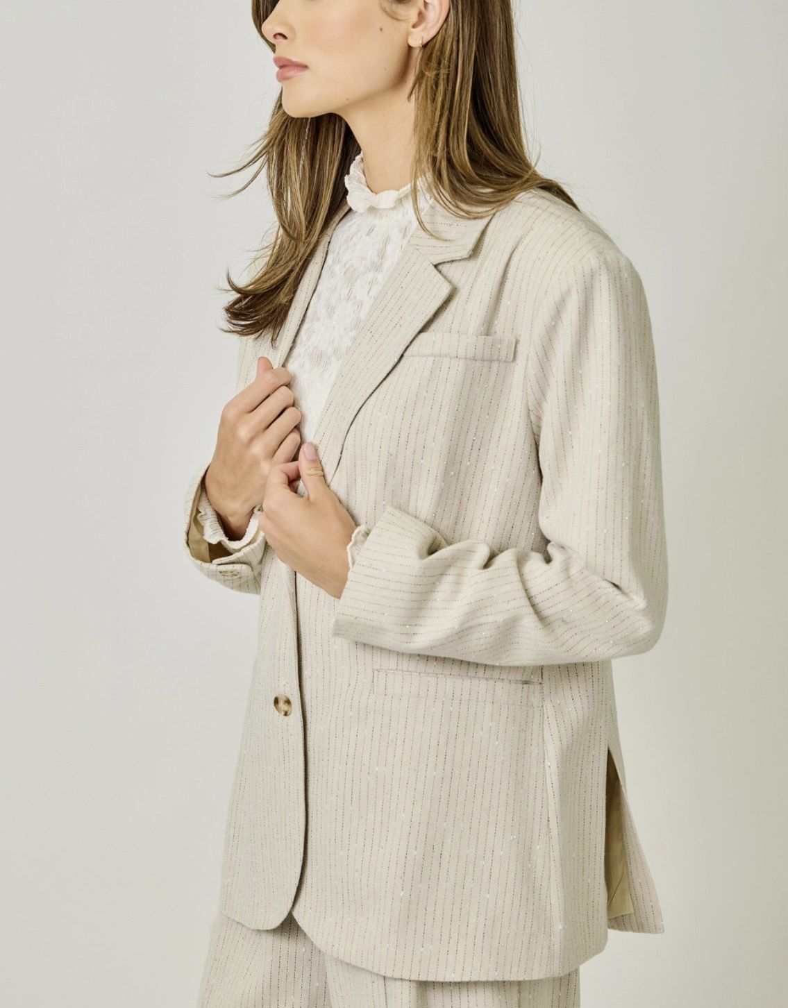 Ivory Sparkle Oversized Blazer