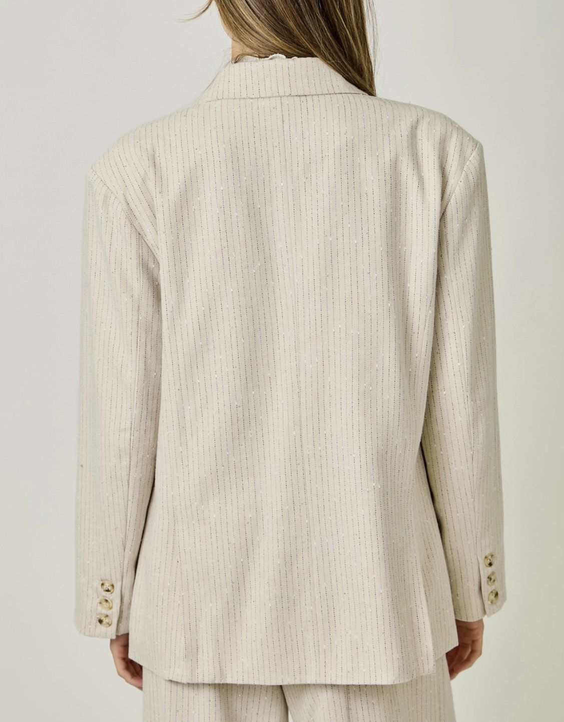 Ivory Sparkle Oversized Blazer