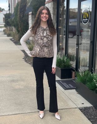 Leopard Quilted Front Tie Vest