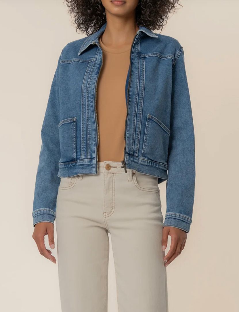 Admiring Genevieve Zip Front Denim Jacket