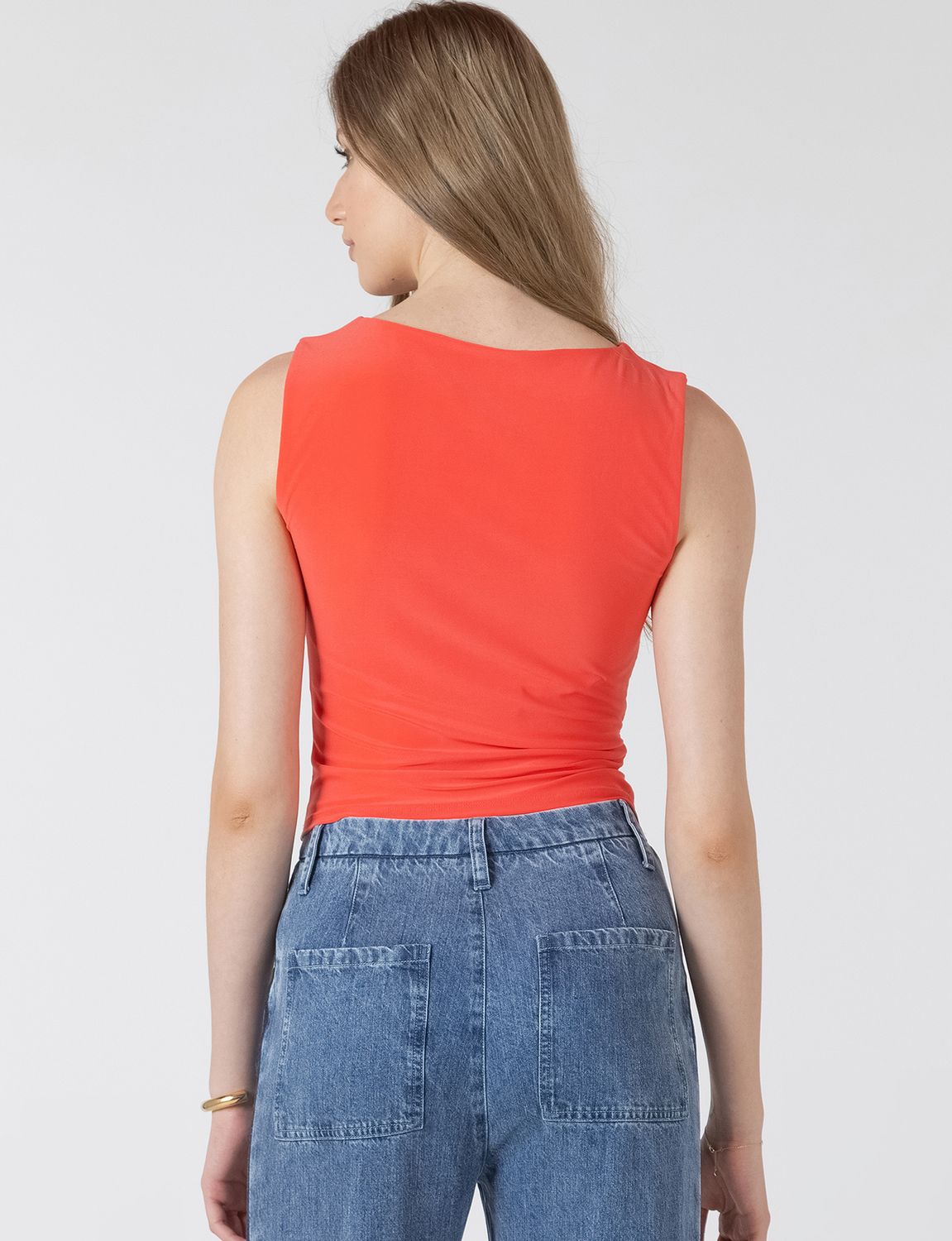 Bright Cherry Shirred Detail Tank