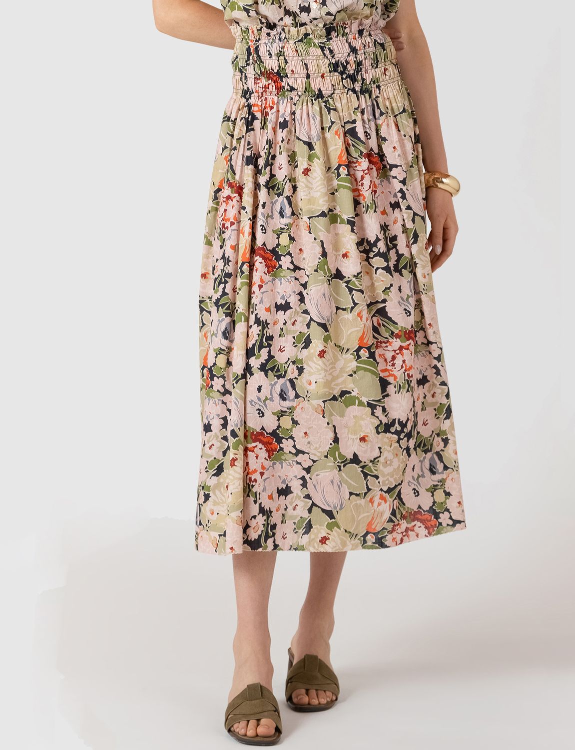 Vintage Rose Smocked Waist Midi 