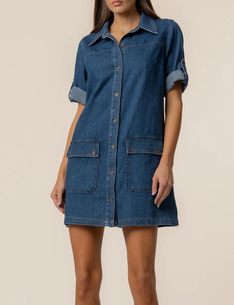 Eliza Rolled Up Sleeve Dress