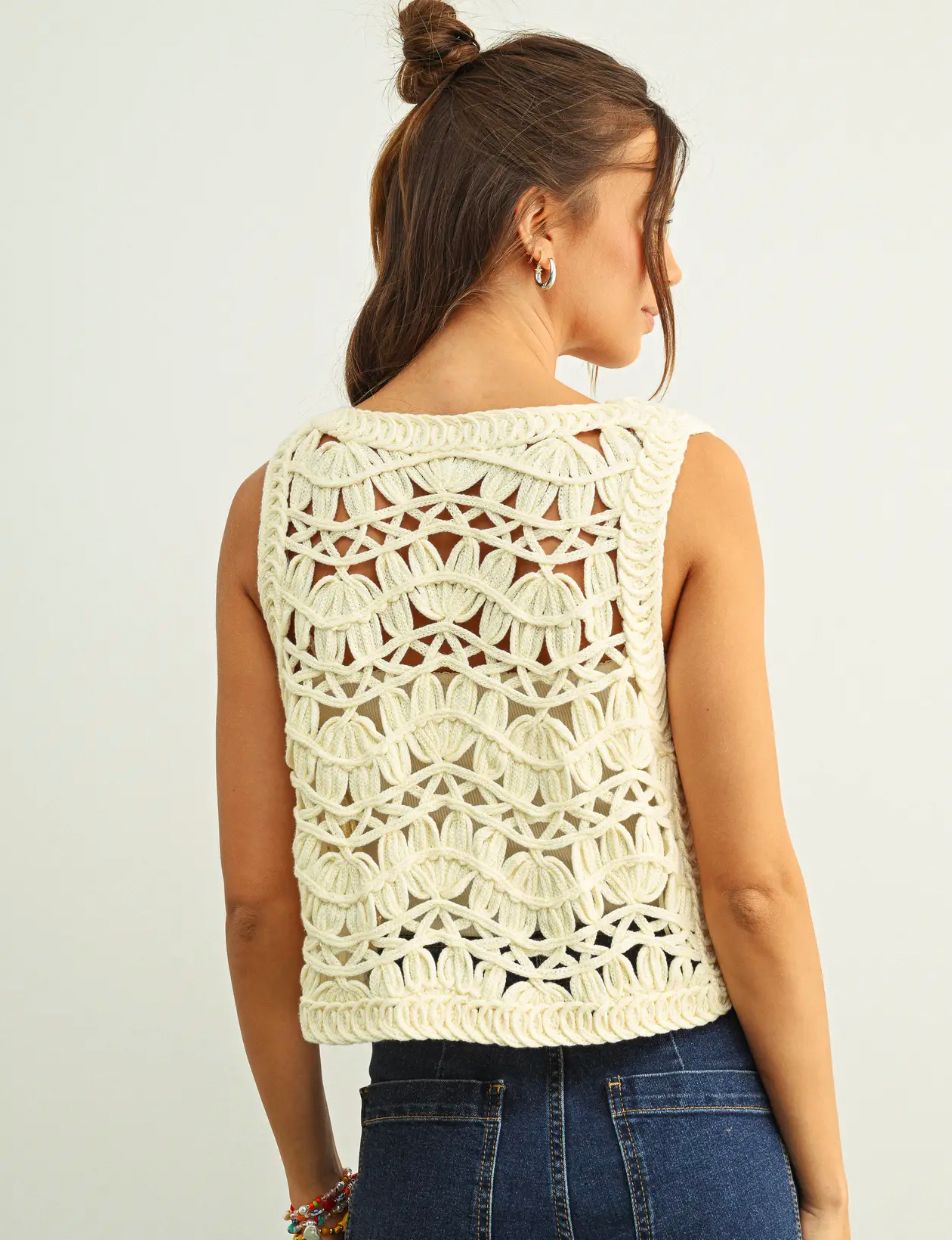 Beige Crochet Vest
