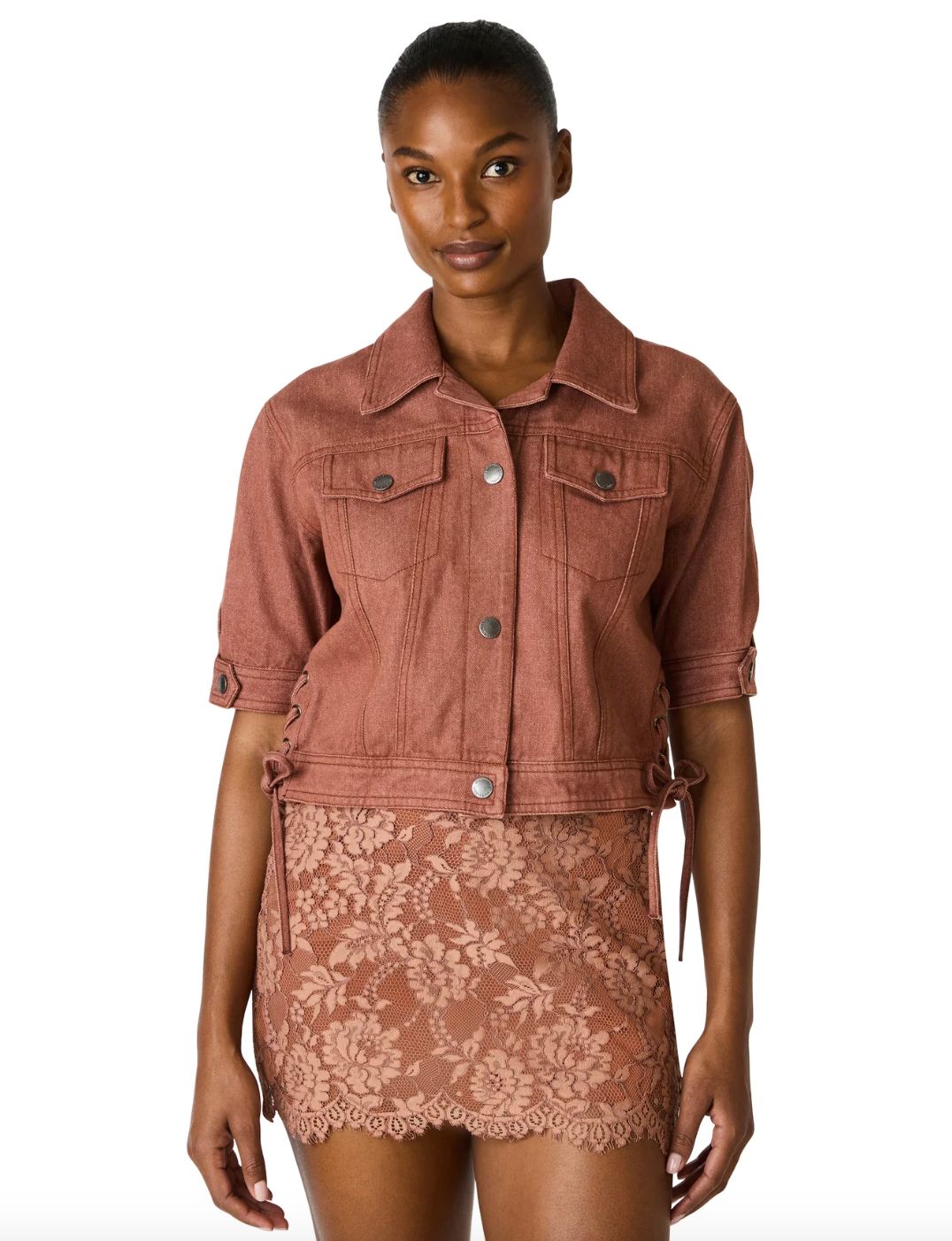 Rust Blu Lace Up Detail Jacket