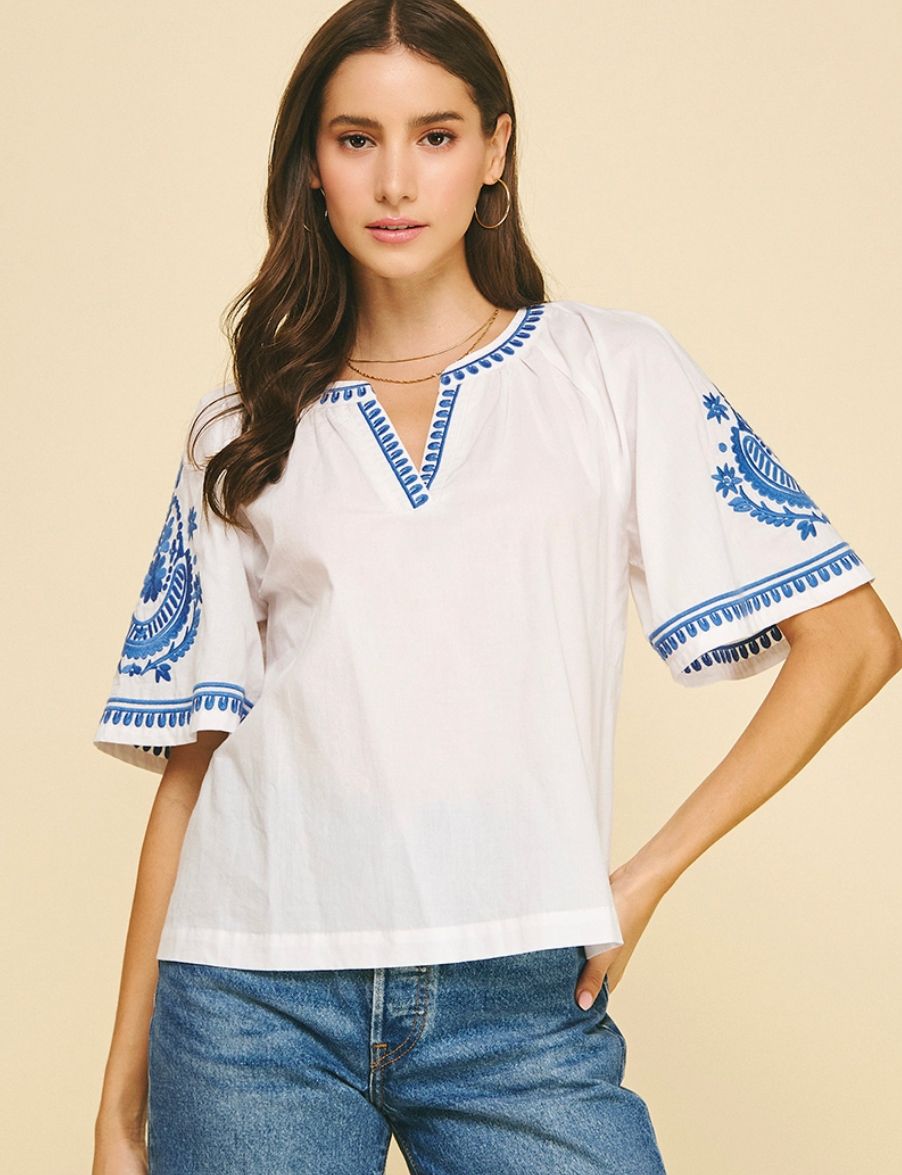 Off White Bohemian Embroidered Blouse
