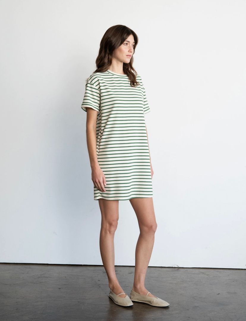 Green Stripe Casual Dress