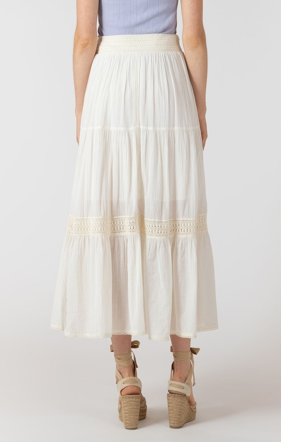 Ecru Crochet Detail Maxi Skirt