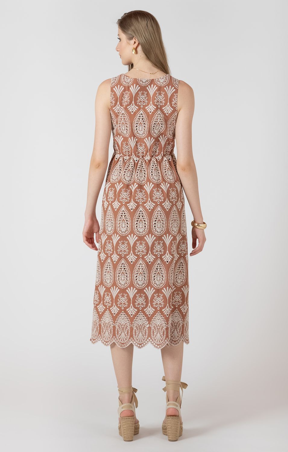 Beige Eyelet Midi