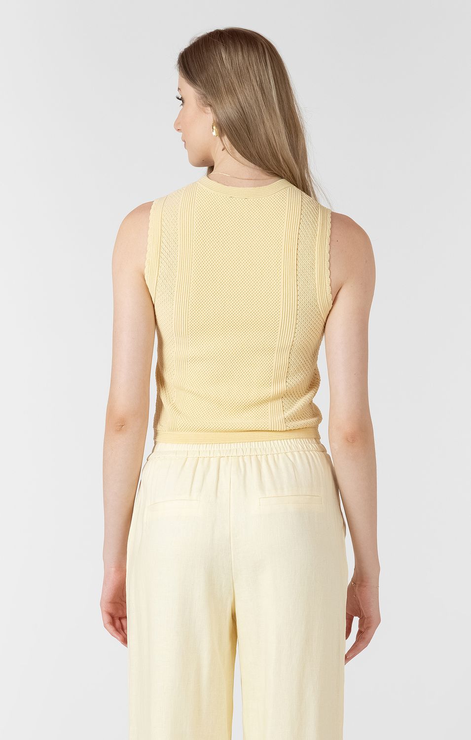 Lemon Butter Scalloped Pointelle Top