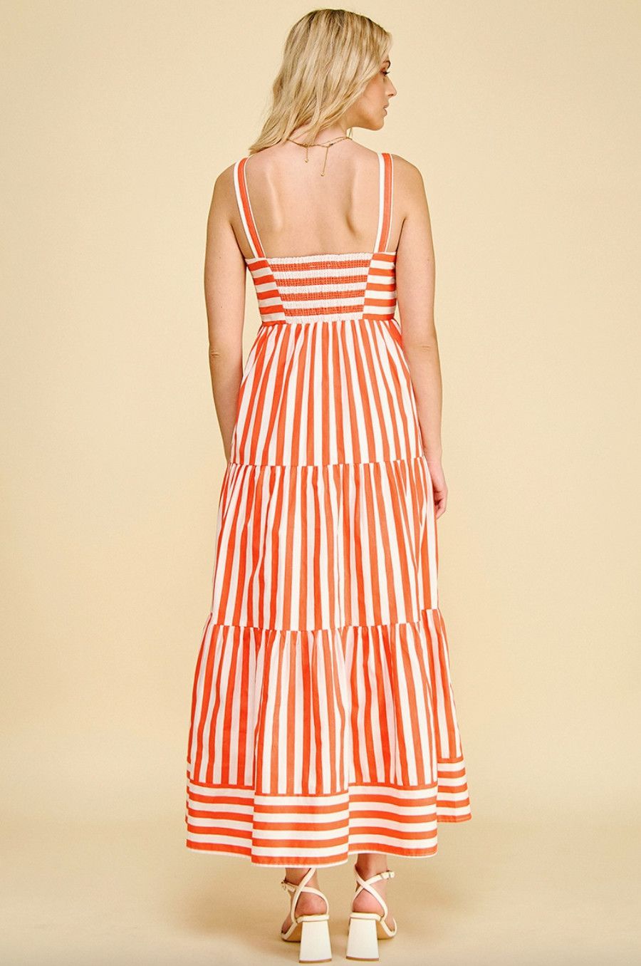 Orange Stripe Tiered Maxi