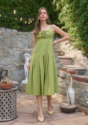 Olive Knot Detail Pleated Midi