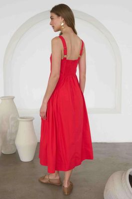 Red Pleated Midi
