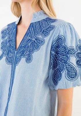 Blue Puff Sleeve Top