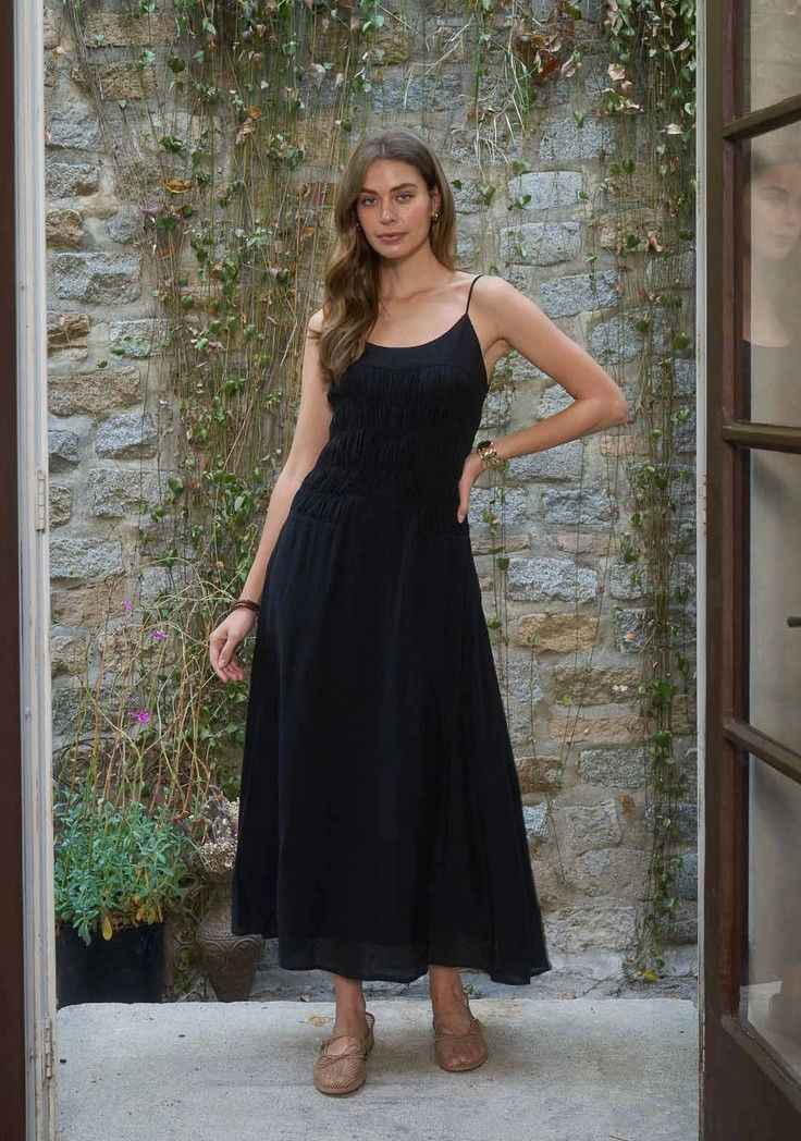 Black Spaghetti Strap Midi