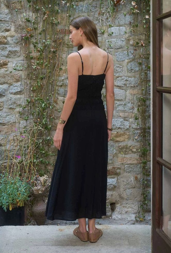 Black Spaghetti Strap Midi
