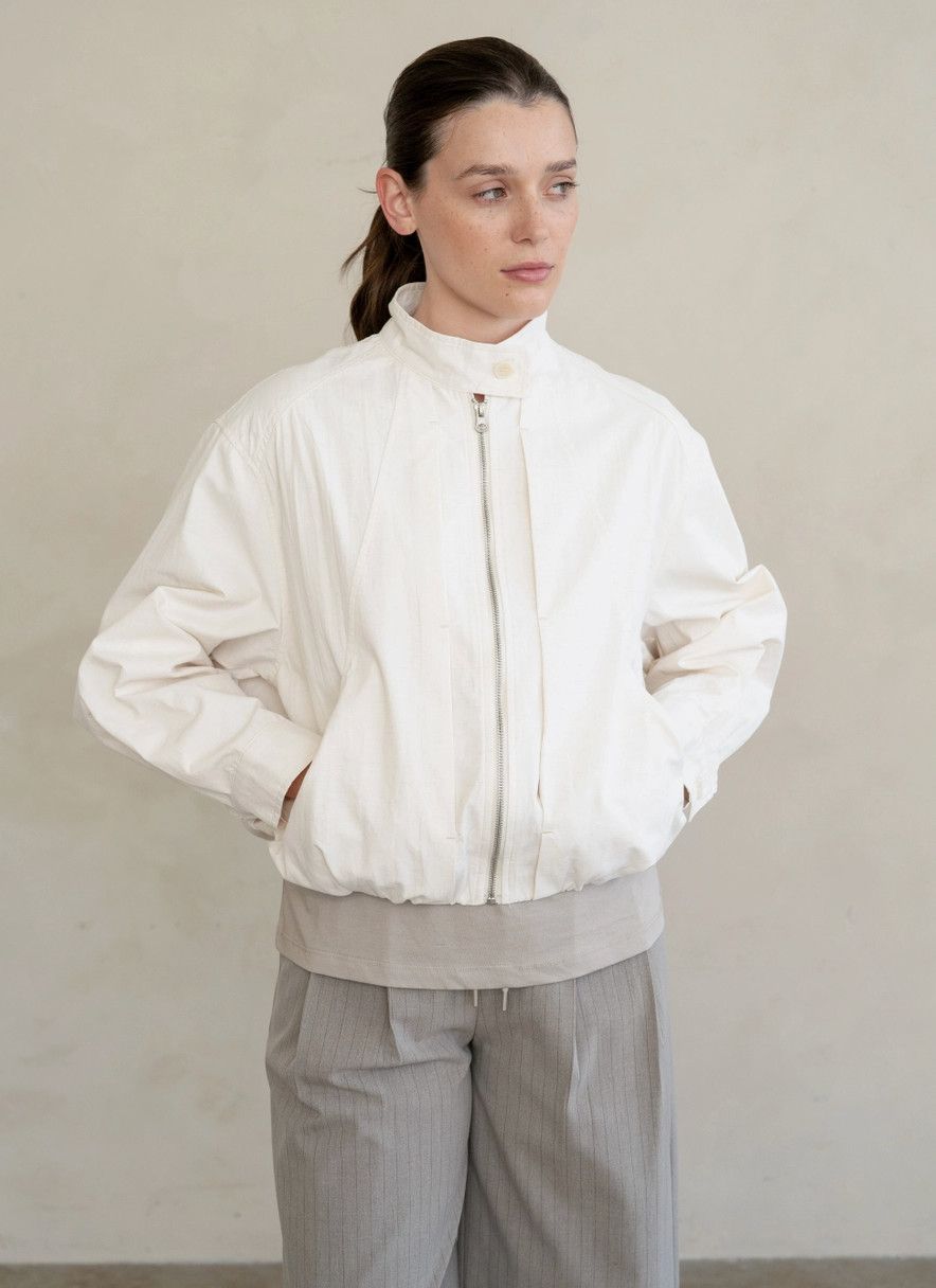 White Sculpted Lightweight Bomber