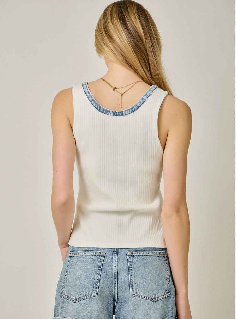 White Henley Tank