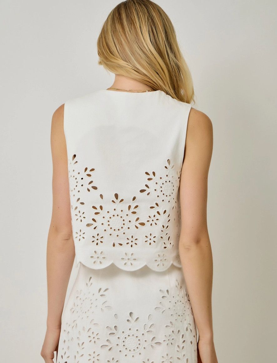 Off White Denim Eyelet Vest