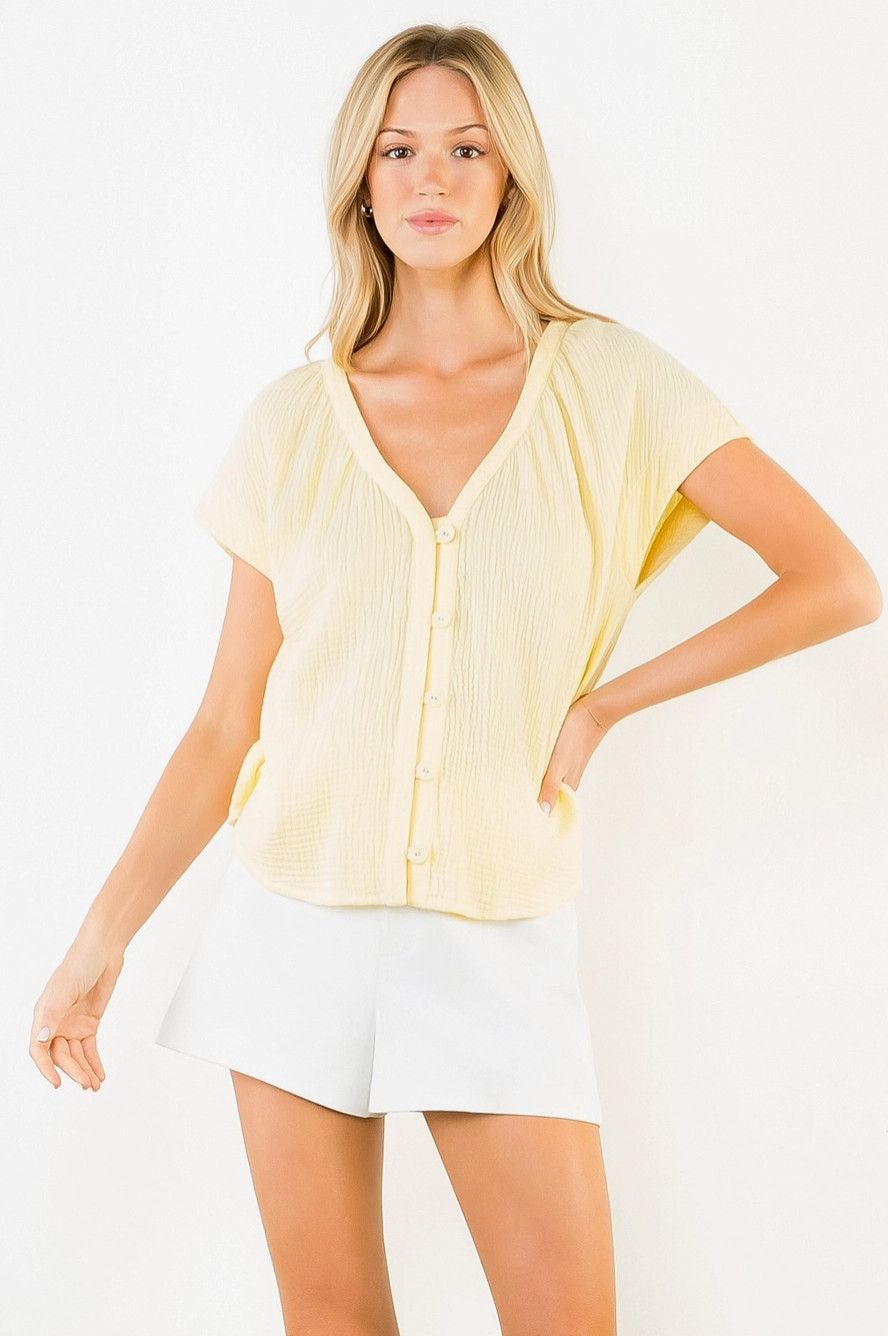 Yellow Button Front Top