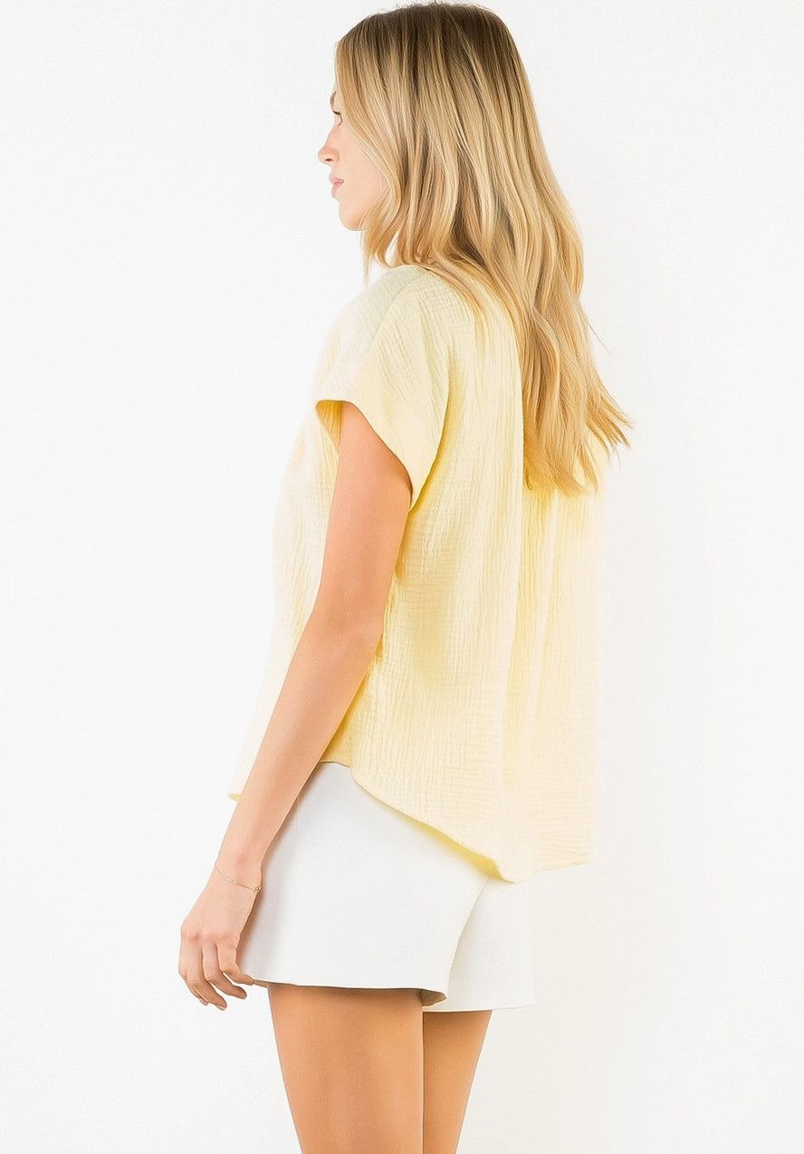 Yellow Button Front Top