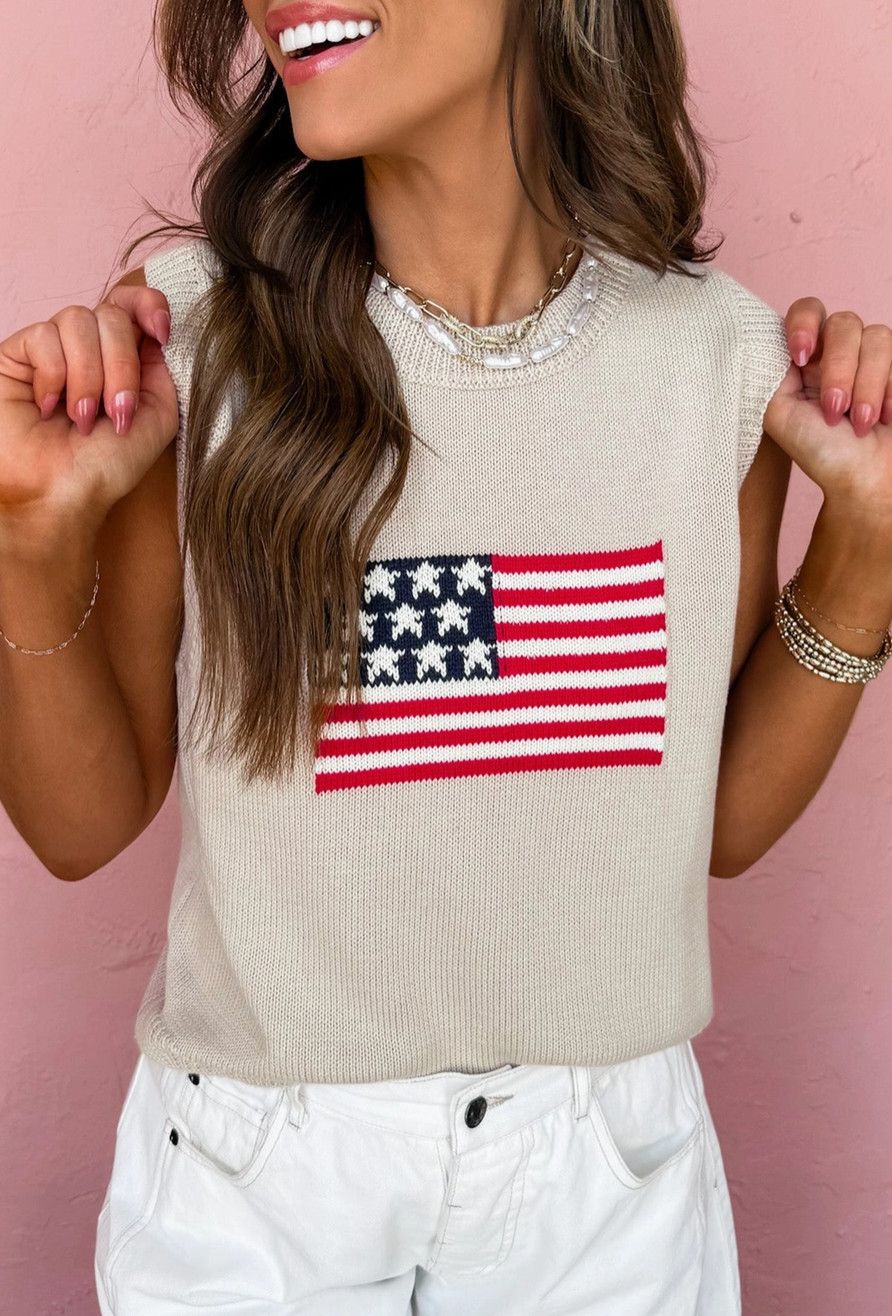 American Flag Knit Tank 