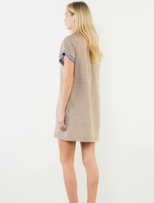 Brown Gingham Patterned Dress
