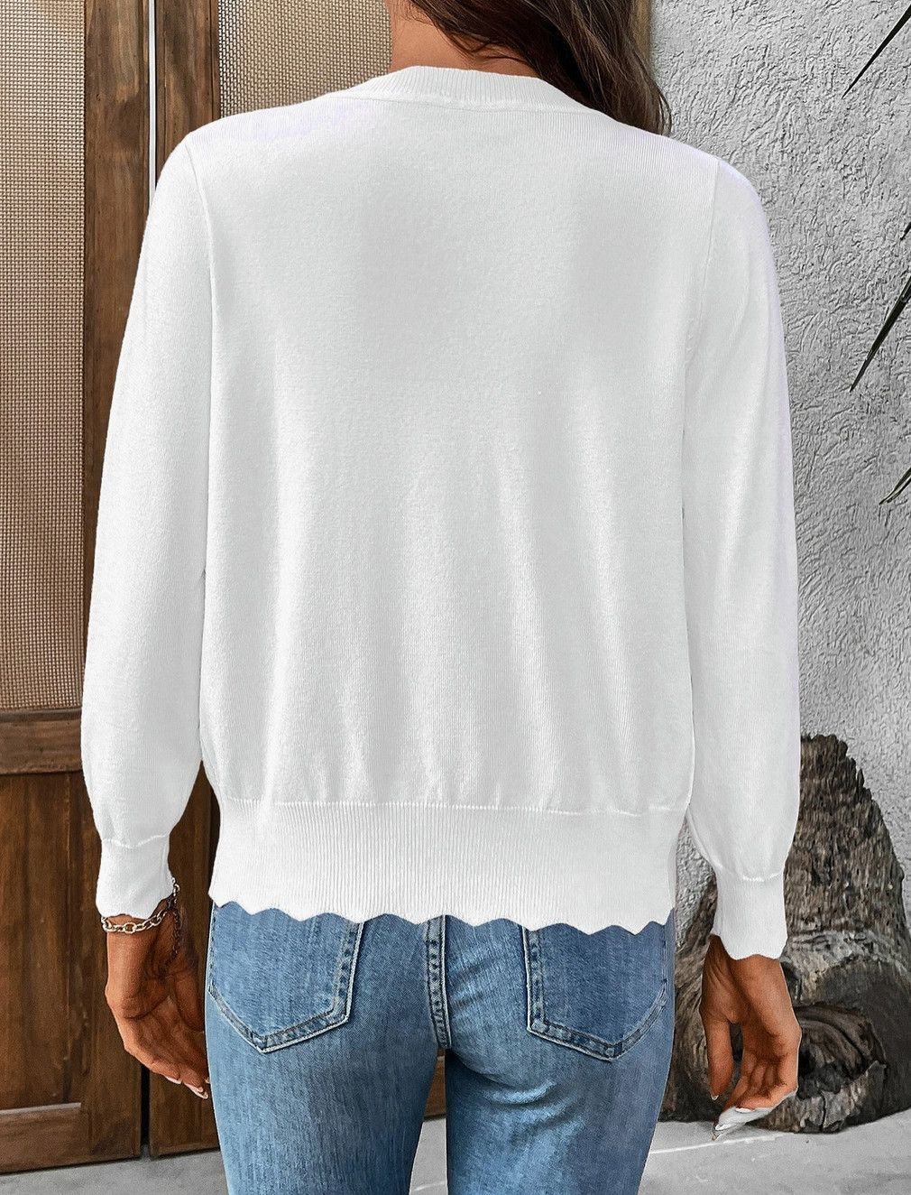 White Lettuce Edge Cardigan 