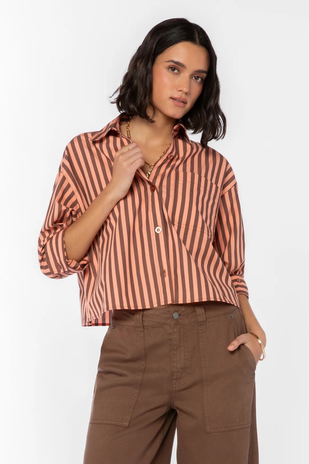 Coral Stormi Long Sleeve Button Down Top