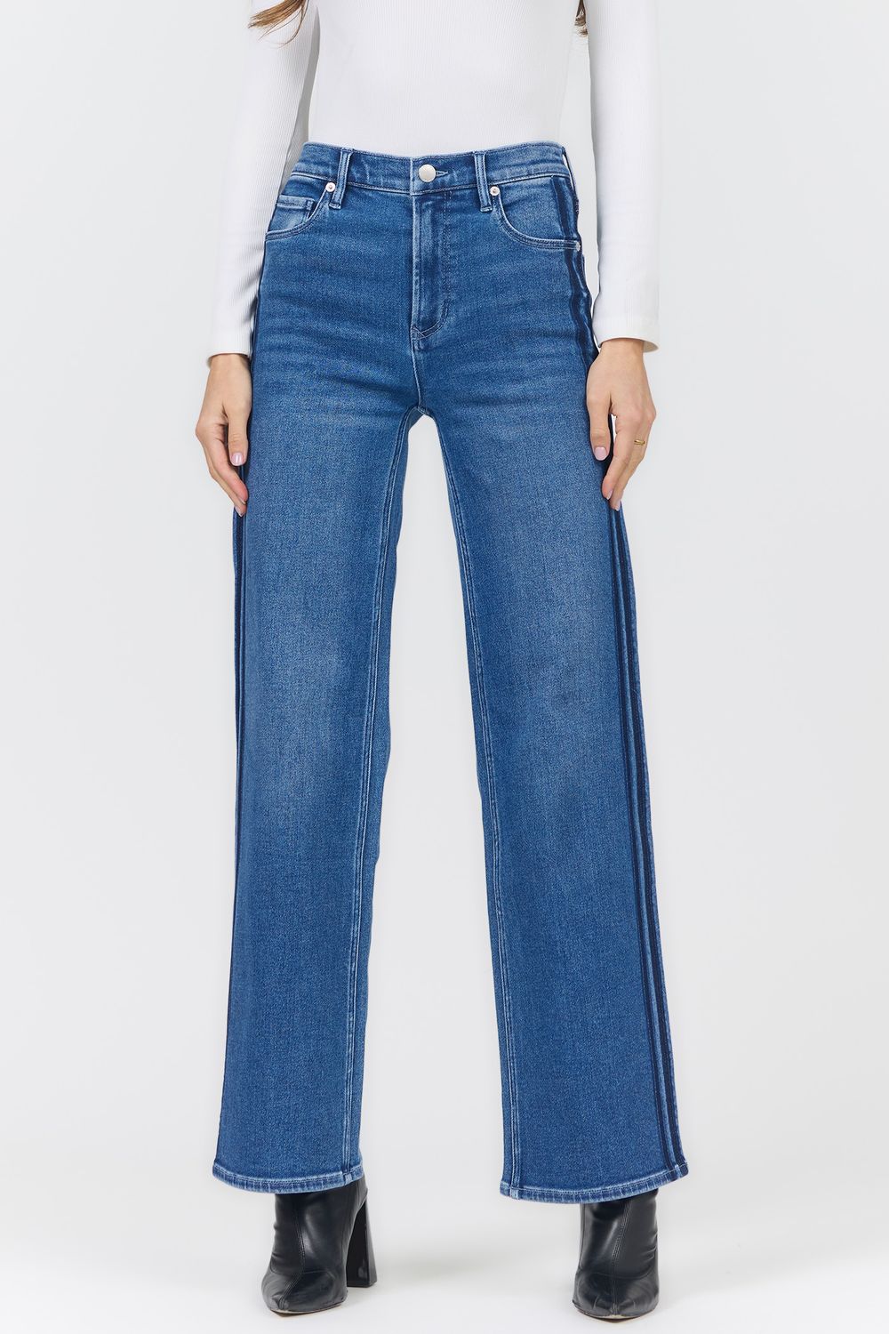Margot Drifting Stripe Mid Rise Straight