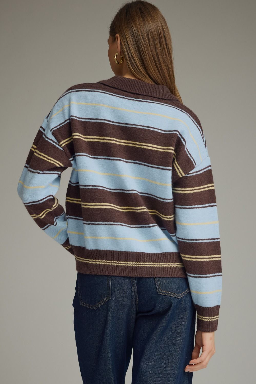Brown Stripe Collared Sweater