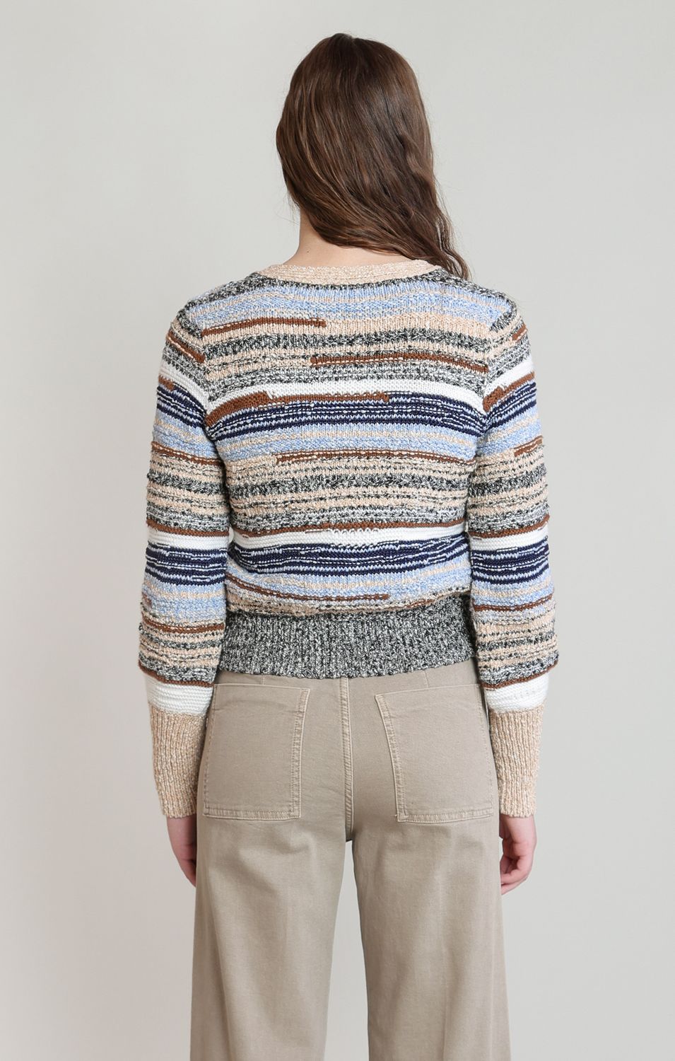 Navy Stripe Melange Cardigan