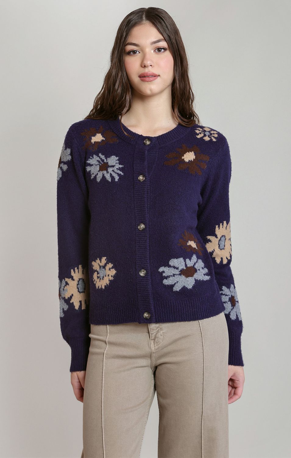 Navy Floral Soft Cardigan